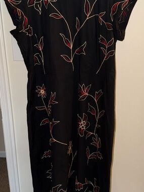 Wayward Fancies eShakti Custom Black Floral Embroidered Maxi Dress Plus Size
